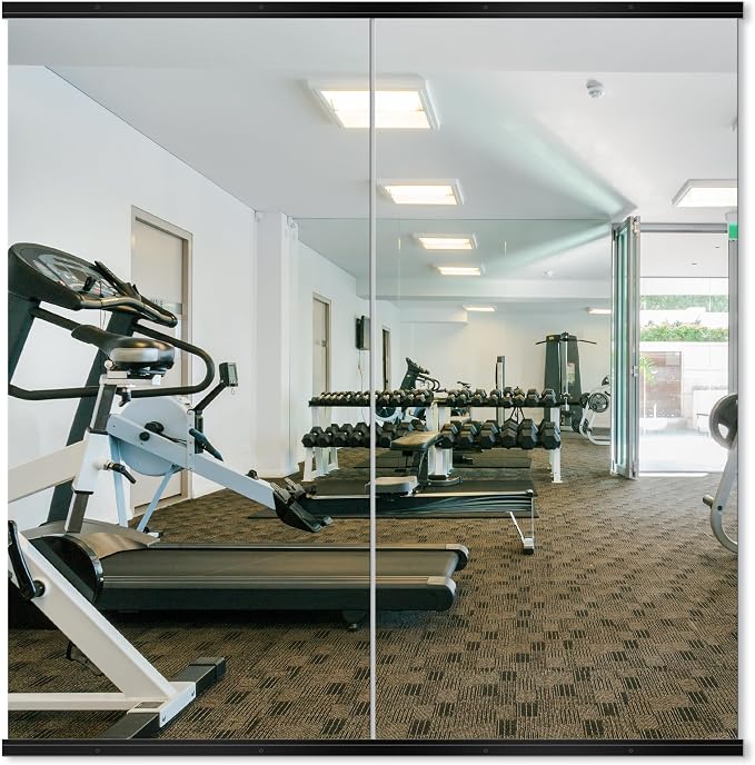 Home Gym Mirror, 50''x25''x2PCS Black Wall Mounted Large Frameless Tempered Glass Wall Mirror for Home Gym, Garage, Bedroom, Bathroom