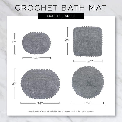 DII Crochet Collection Reversible Bath Mat, Small Oval, 17x24, Stonewash Blue