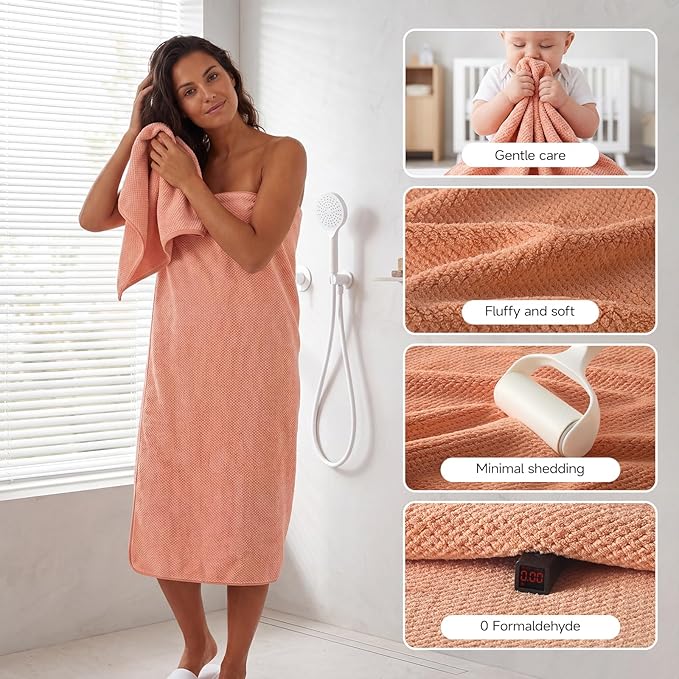 REDKISS Ultra Soft 6 Piece Towel Set, Premium Towels for Bathroom, Highly Absorbent, Quick Dry, Lightweight Bath Towels Set Collection, Includes 2 Bath Towels, 2 Hand Towels, 2 Washcloths, Orange