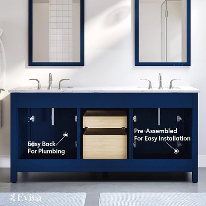 Artemis 60 in. Blue Double Sink Bath Vanity with Engineered Top and Undermount Porcelain Sinks