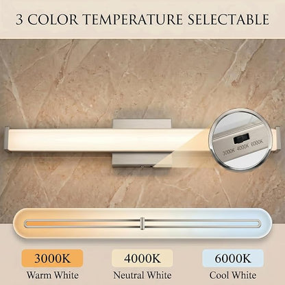 URSOLA 48" Modern LED Bathroom Light Fixtures, Brushed Nickel 3CCT Dimmable Bathroom Vanity Light Over Mirror, Bathroom Vanity Bath Bar Lights with Double Layer Acrylic Shade
