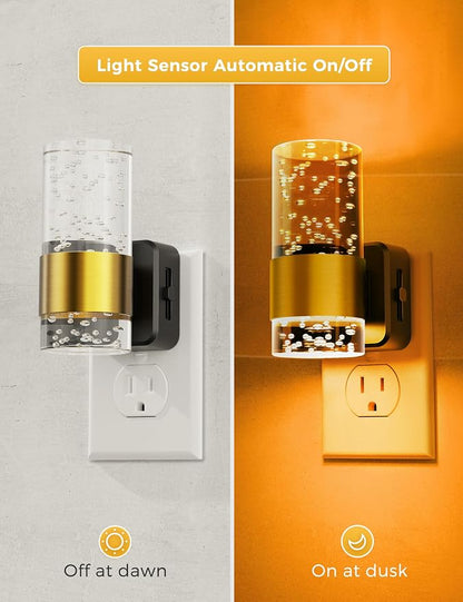 L LOHAS LED Night Light, Modern Night Lights Plug into Wall | Dimmable Amber Night Light with Auto Light Sensor, Wall Sconce-style Design Nightlight for Bathroom, Bedroom, Hallway