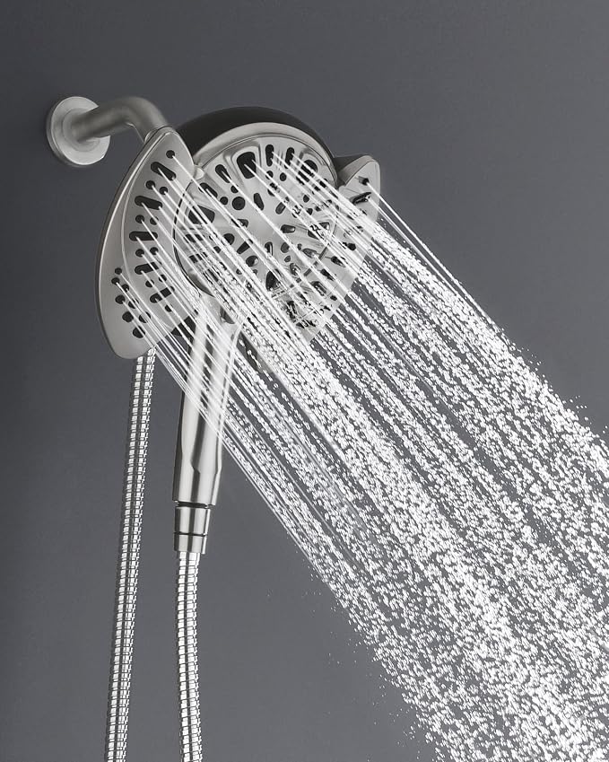 2 in 1 Shower Head with Handheld Combo High Pressure Nickel 2.5 GPM | 7.2" Rain Showerhead and 9 Spray Hand Held Shower, Adjustable Shower Angle, 59-inch Rotatable Stainless Steel Hose