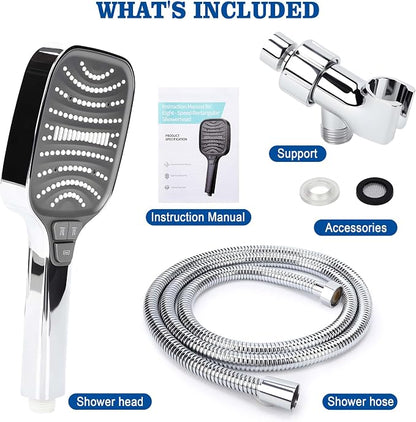 High Pressure Shower Head with Handheld Spray, 8-Mode Powerful Handheld Shower Head with High-Pressure Jet Setting for Bathroom Cleaning, Silicone Nozzles, gray
