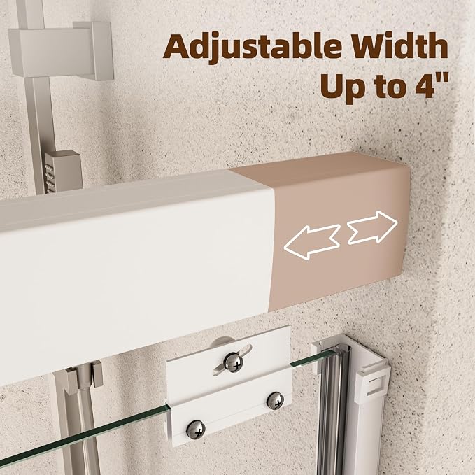 Royal Guard 44-48" W x 72" H Double Sliding Shower Door,Matte White | Semi-Frameless Glass Shower Door with 1/4'' (6mm) Clear SGCC Tempered Glass,Bypass Shower Enclosure,Easy to Clean&Waterproof
