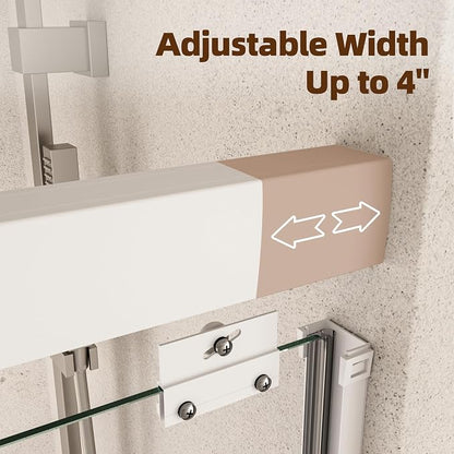Royal Guard 44-48" W x 72" H Double Sliding Shower Door,Matte White | Semi-Frameless Glass Shower Door with 1/4'' (6mm) Clear SGCC Tempered Glass,Bypass Shower Enclosure,Easy to Clean&Waterproof