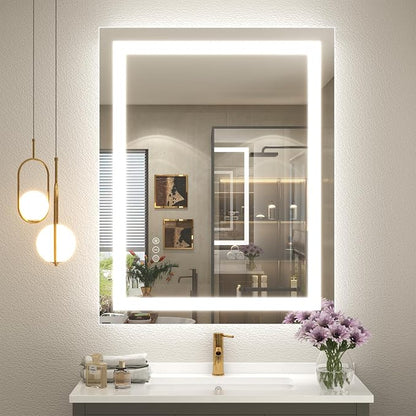24x32 Inch LED Bathroom Mirror | Dimmable Vanity Mirror for Wall, Backlit and Front Lighted, Anti-Fog, Memory, Shatter-Proof, ETL Listed (Horizontal/Vertical)