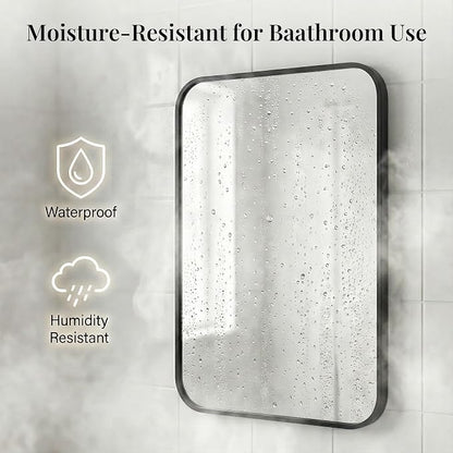 2-Pack 22x30 Inch Matte Black Rounded Rectangle Vanity Mirrors | Double Vanity or Two Bathrooms, Pair or Separate Use, Iron Frame, Layered Shadow Box Look, Two-Way Mount