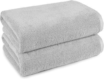 Amazon Basics 2 Piece Quick-Dry Oversize Bath Towel, 100% Cotton, 54" x 30", Platinum
