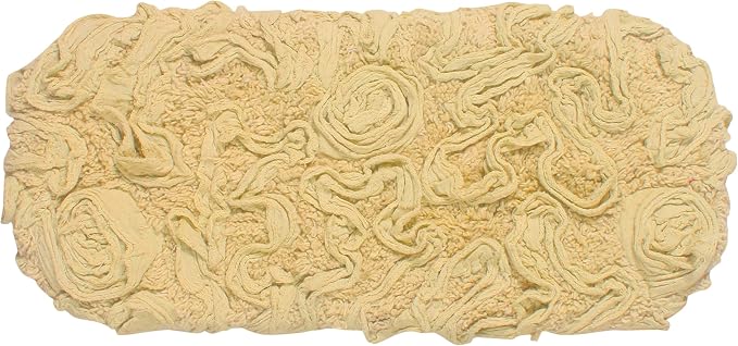 Home Weavers Bell Flower Toilet Tank Lid Cover – 10"x22", 100% Cotton, Tufted, Soft & Absorbent, Non-Slip, Machine Washable Bathroom Décor, Yellow