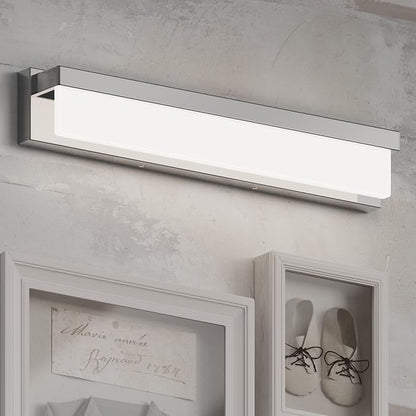 LED Bathroom Vanity Light Fixture Over Mirror 24.4 inch Modern Rectangle Finishing Bath Vanity Lighting Bar 4000K Daylight Wall Sconce (Chrome)