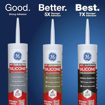 GE Silicone 1 Tub & Tile, White, 10.1 fl oz Cartridge, Pack of 1
