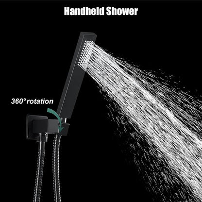 Heyalan SUS304 Handheld Shower Set with Hose & Wall Holder, Matte Black | SUS304 stainless steel wand, straight-style design, single rain spray, 59-inch long hose and standard 1/2-inch connection