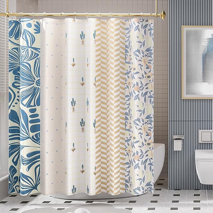 AmazerBath Shower Curtain, 72"x72" Washable Cloth Spring Blue Blossom Serenity Shower Curtain with 12 Shower Curtain Hooks, Fabric Colorful Romantic Style Curtain Set for Bathroom Home Decor