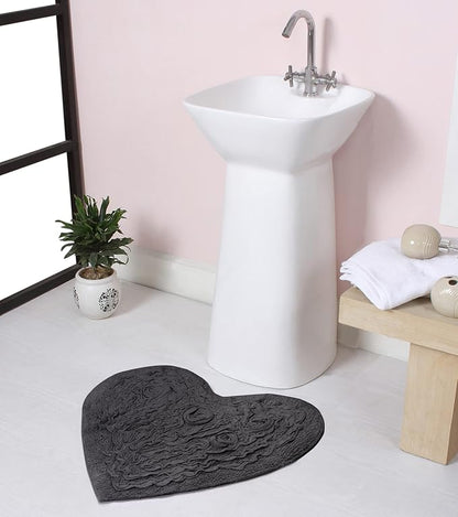 Home Weavers Bell Flower Collection 100% Cotton Tufted Bath Rugs, Extra Soft and Absorbent Bath Rugs, Non-Slip Bath Mats, Machine Washable, Bath Mats for Bathroom Floor and Tub, 25"x25" Heart, Gray