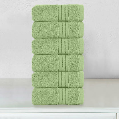 Elegant Comfort Premium Turkish Cotton 6 Pack Washcloths Set - 13 x 13 inch, Luxurious Hotel Spa Quality 100% Turkish Cotton 6PC Washcloth Set - Highly Absorbent - Soft Bathroom Towels, Sage