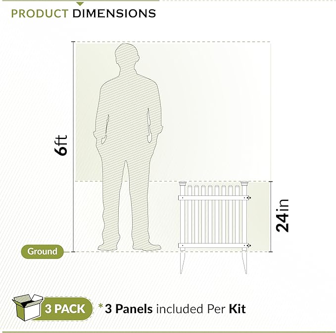 Zippity Roger Rabbit Garden Fence, White Vinyl DIY No Dig Kit | 2ftH x 2ftW, 3 Panels, Garden Border Edging, ZP19056