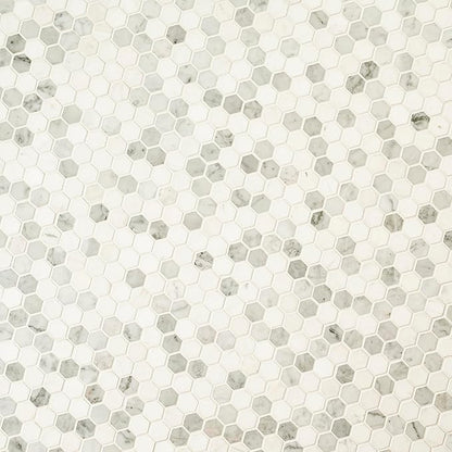 MSI Bianco Dolomite Tibi 12 in. x 12 in. Polished Marble Hexagon Wall Tile and Floor Tile for Kitchen Backsplash, Wall Tile for Bathroom, Shower Wall Tile, Mesh Mounted Mosaic Tile