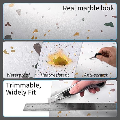 Art3d 30-Pack Peel and Stick Vinyl Floor Tiles, 12 x 12 in, Modern Terrazzo