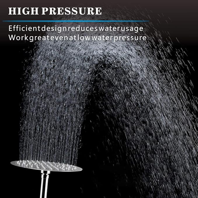 Voolan High Pressure Rain Shower Head - Rainfall Shower head Made of 304 Stainless Steel - Comfortable Shower Experience Even at Low Water Flow (6 Inch, Brushed Nickel)