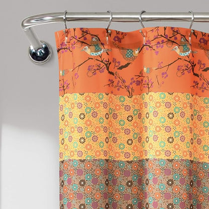 Lush Decor Royal Empire Shower Curtain, 72" W x 72" L, Tangerine - Striped Shower Curtain - Orange Bathroom Curtain - Boho Decor - Fabric Shower Curtains