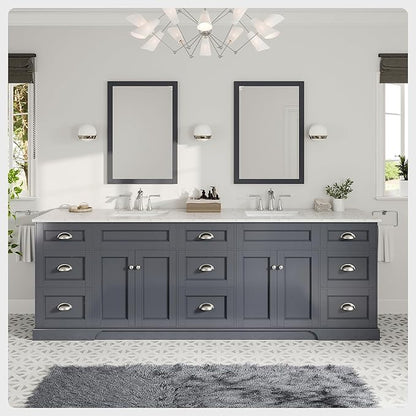 Eviva Epic 96 in. Charcoal Gray Double Sink Bath Vanity with Carrara Quartz Top