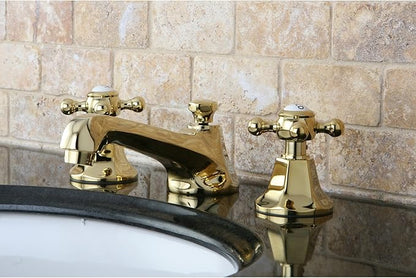 Kingston Brass KS4462BX Metropolitan Widespread Lavatory Faucet with Metal Cross Handle, Polished Brass,8-Inch Adjustable Center