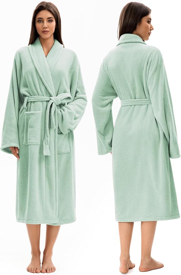 Soft Robe For Women，Warm Plush Bath Robes Female，Spa Towel After Shower Lightweight Long Bathrobe
