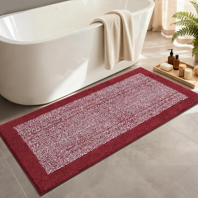 70x24 Long Bathroom Rugs Washable Non Slip, Red Bath Mat for Bathroom Floor Tub, Soft Absorbent Quick Dry Mats for Shower, Bathtub,Home Decor