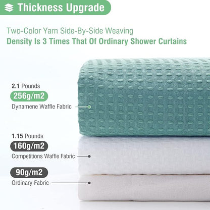 Extra Long Waffle Shower Curtain 256 GSM 72"x84" Teal/Turquoise | 84 Inch Long, Thick Cloth, Weighted Hem, Water Repellent, Tall Hotel Luxury Polyester Shower Curtains for Bathroom 12 Hooks