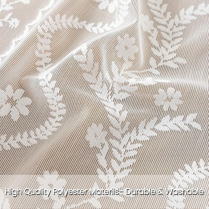 WAZZIO White Lace Shower Curtain - Vintage Pretty Flower Sheer Shower Curtains, Elegant Decorative Tassel Bath Curtains for Bathroom, 72 x 72 Inch, 1 Piece