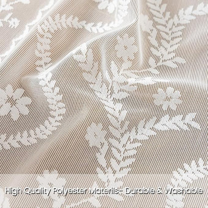 WAZZIO White Lace Shower Curtain - Vintage Pretty Flower Sheer Shower Curtains, Elegant Decorative Tassel Bath Curtains for Bathroom, 72 x 72 Inch, 1 Piece