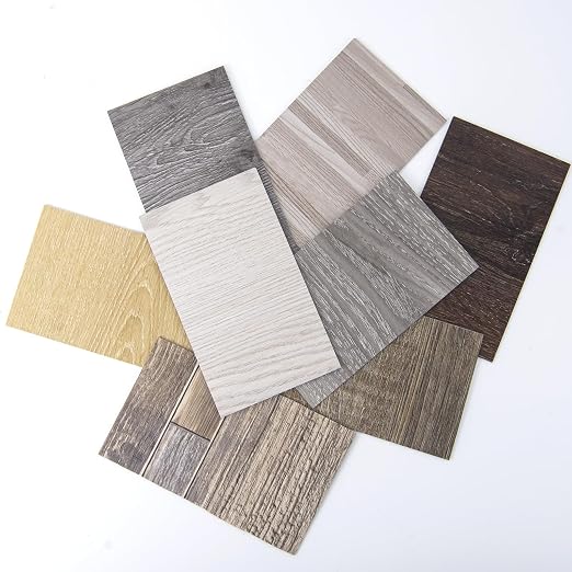 Art3d Peel and Stick Floor Tile Vinyl Wood Plank Samples Set of 8, Rigid Surface Hard Core Easy DIY Self-Adhesive Flooring
