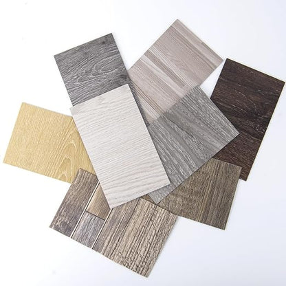 Art3d Peel and Stick Floor Tile Vinyl Wood Plank Samples Set of 8, Rigid Surface Hard Core Easy DIY Self-Adhesive Flooring