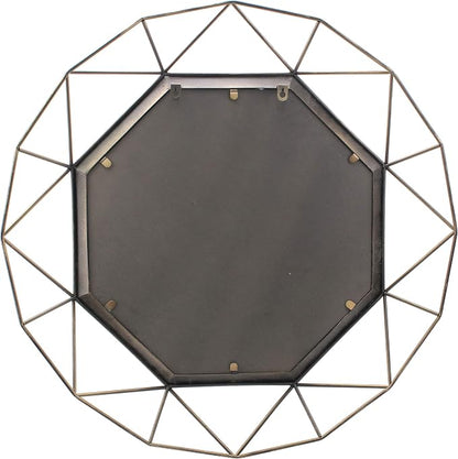 Stonebriar Decorative Antique Gold 28.3" Geometric Metal Wire Frame Hanging Wall Mirror with Mounting Brackets, Modern Decor for the Living Room, Bedroom, Bathroom, Hallway, and Entryway