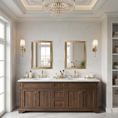 DESBING 18"x24" Gold Bathroom Mirrors for Over Sink | Tempered Glass, Metal Frame, Rectangle Vanity Wall Mirror for Bathroom, Living Room, Bedroom, Horizontally or Vertically