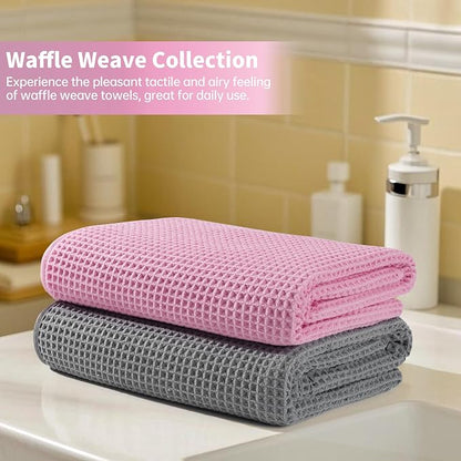 MICROFI New Microfiber Waffle Bath Towels, 2 Pieces, Oversized, Soft, Absorbent, Fast Drying, Lint Free 430 GSM (30''x60''/76cm x 152cm)