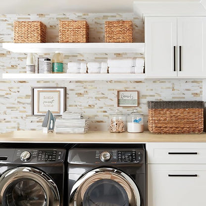STICKGOO Peel and Stick Backsplash Tile, Stick on Backsplash for Kitchen and Bathroom, Calacatta Gold Marble Look PVC Mixed Metal Gold Self Adhesive Wall Tiles(10 Sheets)