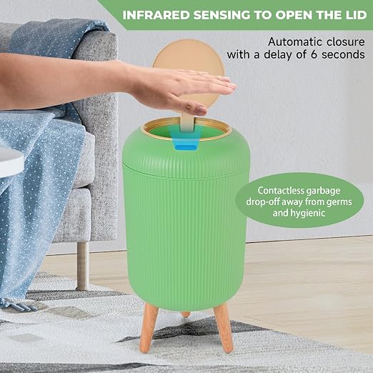Pukomc Smart Sensor Wastebasket, Convenient and Hygienic Easy to Use | Technology Sensor Waterproof Wastebasket Plastic Trash Can for Kitchen, Bathroom, Bedroom, Living Room, Office and Outdoor