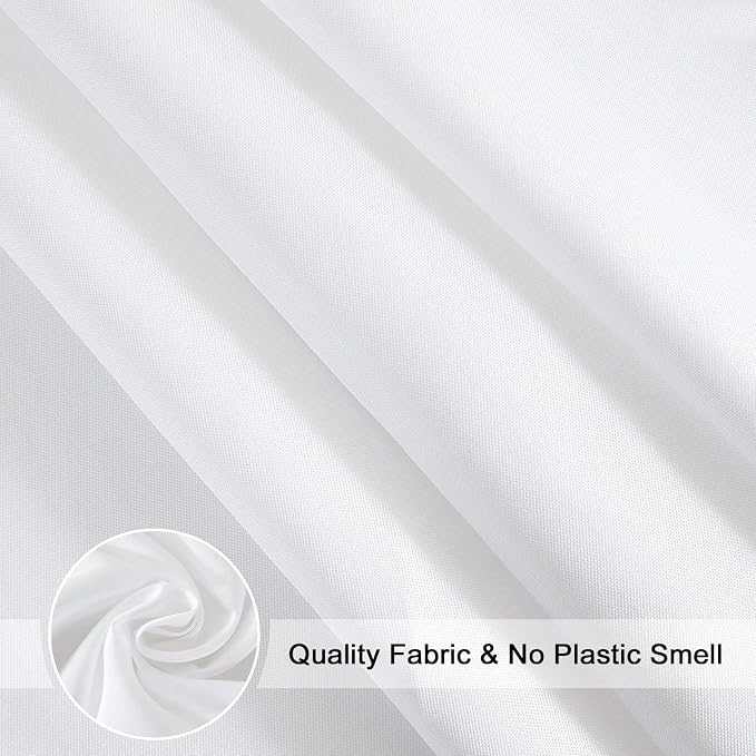 EurCross Solid White Shower Curtain 72 x 72inches Long, Water-Resistant Fabric Shower Curtain Liner for Bathroom