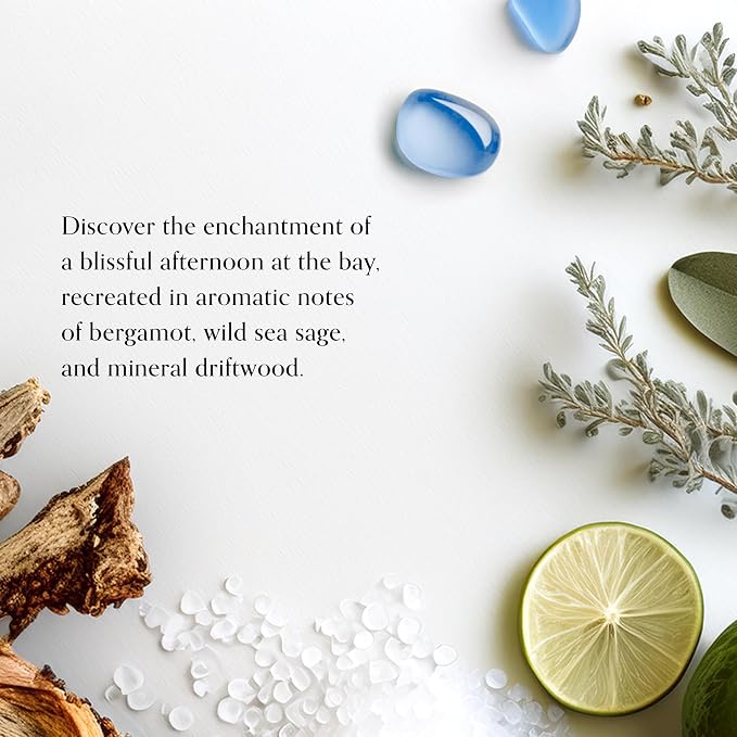 Chesapeake Bay, 8oz Serene Waters Scented Candle, Mood Evoking Fragrance, Textured Sea Glass-Inspired Jar, Premium Soy Blend Wax with Essential Oils, Coastal Fragrance for Home Décor or Gifting