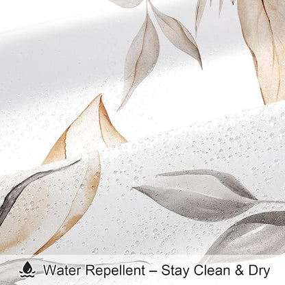 Litabel Extra Long Boho Watercolor Floral Shower Curtain 72 x 84, Light Brown and Grey Ink Painting Style Flower Shower Curtains for Chic Elegant Bathroom, Artistic XL Fabric Cloth Shower Curtain