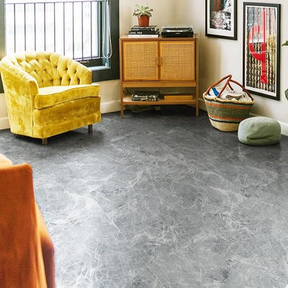 Art3dwallpanels Peel and Stick Floor Tile 30-Pack 12x12 inch Grey Marble | Self Adhesive, Waterproof Vinyl Flooring, Marble Pattern, for Kitchen, Dining Room, Bedrooms, Cover 30 Sq. Ft