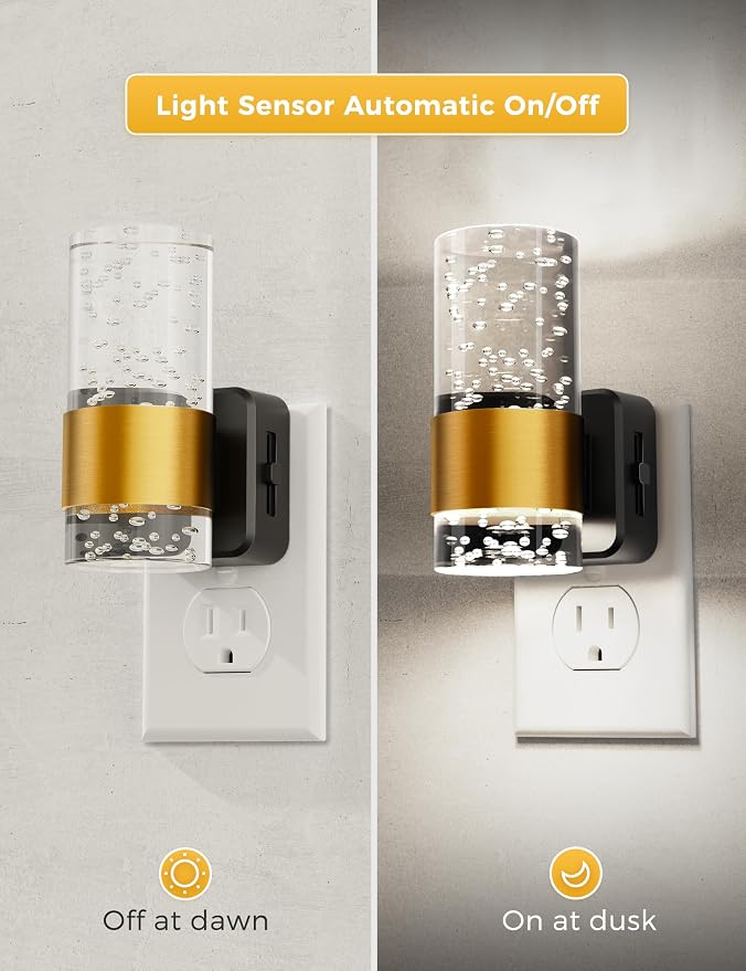 L LOHAS LED Night Light, Decorative Night Lights Plug into Wall | 2 Pack Dimmable Night Light,Auto Light Sensor,Bright White 5000K,Wall Sconce-style Design Nightlight,Bathroom,Bedroom,Hallway