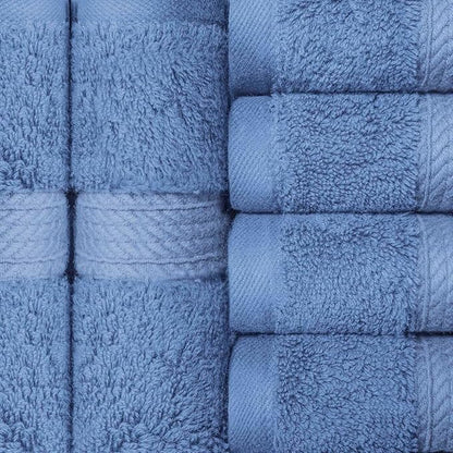 SUPERIOR Egyptian Cotton Plush & Absorbent, Face Towel Set of 6, Denim Blue | Quick Dry, Soft Luxury Towel Set, Bath Essentials for Bathroom, Guest Bath, Spa, 2 Piece Face, Madeline Towels