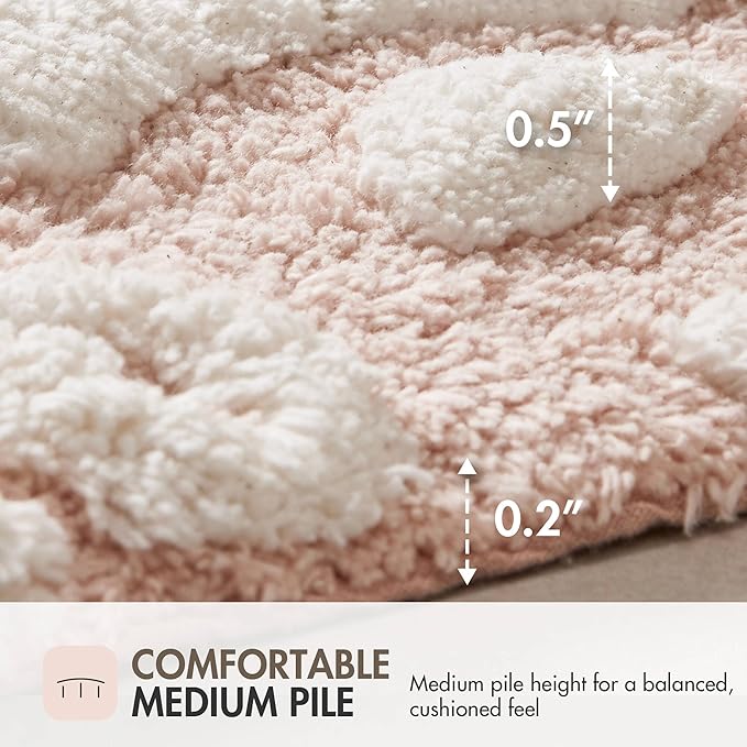 Madison Park Casablanca 100% Cotton Tufted Bathroom Rugs Luxurious Plush Medallion Floral Pattern Bath Mat Absorbent, Quick Dry, Spa Design Shower Room Décor, Round 25", Pink