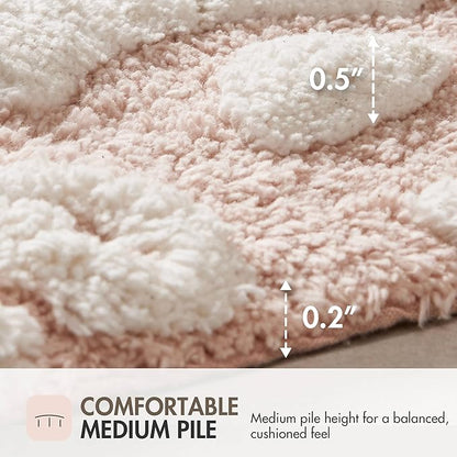 Madison Park Casablanca 100% Cotton Tufted Bathroom Rugs Luxurious Plush Medallion Floral Pattern Bath Mat Absorbent, Quick Dry, Spa Design Shower Room Décor, Rectangle 20" x 30", Pink