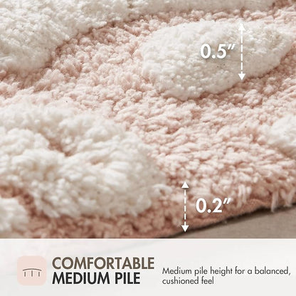 Madison Park Casablanca Tufted Cotton Bath Rug Non-Slip, 20 x 30, Pink | Luxurious Plush Bath Mat, Quick Dry, Soft, Machine Washable, Floral Pattern, Absorbent, Plush, OEKO-TEX, for Bathroom