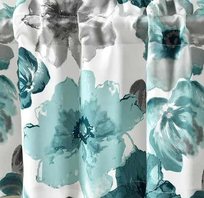 Lush Decor Leah Light Filtering Window Curtain Panels, Pair, 52" W x 95" L, Blue - Floral Drapes for Bedroom - Blue Curtains - Farmhouse Decor