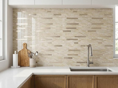 Yipscazo 2026 New Upgrade Peel and Stick Backsplash, Stick on Backsplash Tiles for Kitchen, Bathroom, Fireplace (10 Sheets, Polished Beige Yellow)